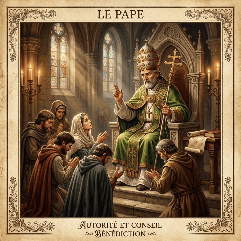 Medieval Papal Authority and Blessing Scene L'autorité sachante - le Pape